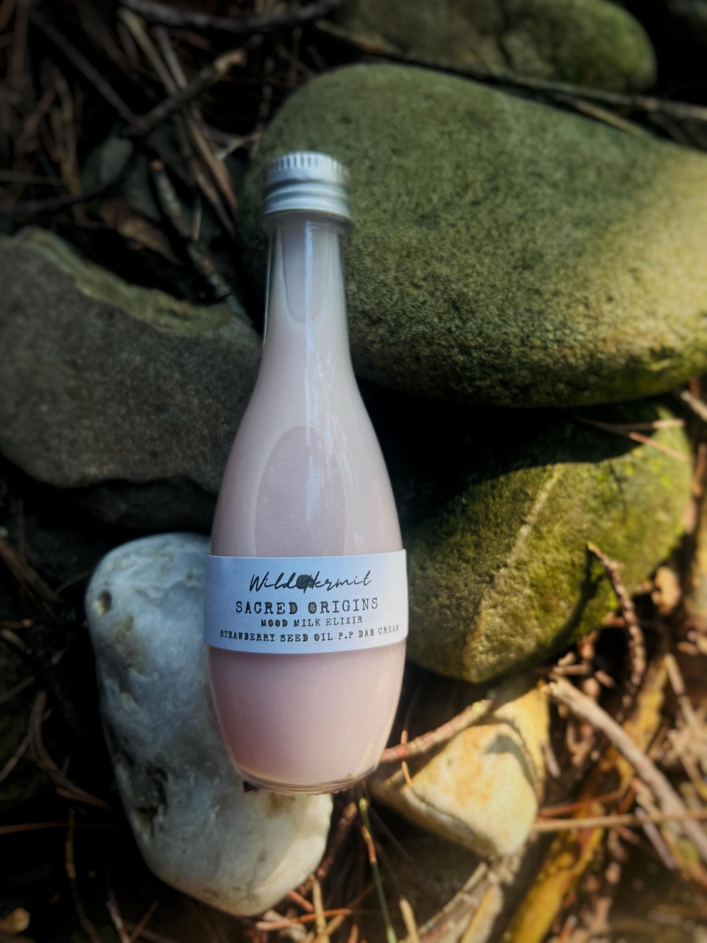 Sacred Origins Mood Milk: Pourable Dab Cream | Strawberry Seed Oil Face Cream | Plant-Based Aromatherapy Lotion