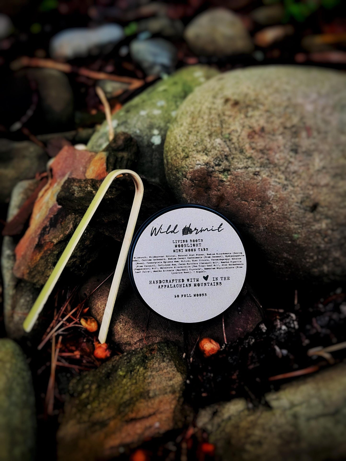 Living Roots Moonlight Mini Moons: Vanilla Mint Toothpaste Tablets: Natural Mini Moons with Bamboo Tongs
